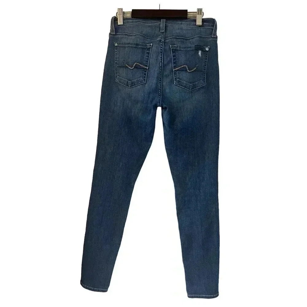 Seven For All Mankind Women’s Jeans Ankle Gwenevere Skinny Distressed Size 25 - Picture 3 of 4